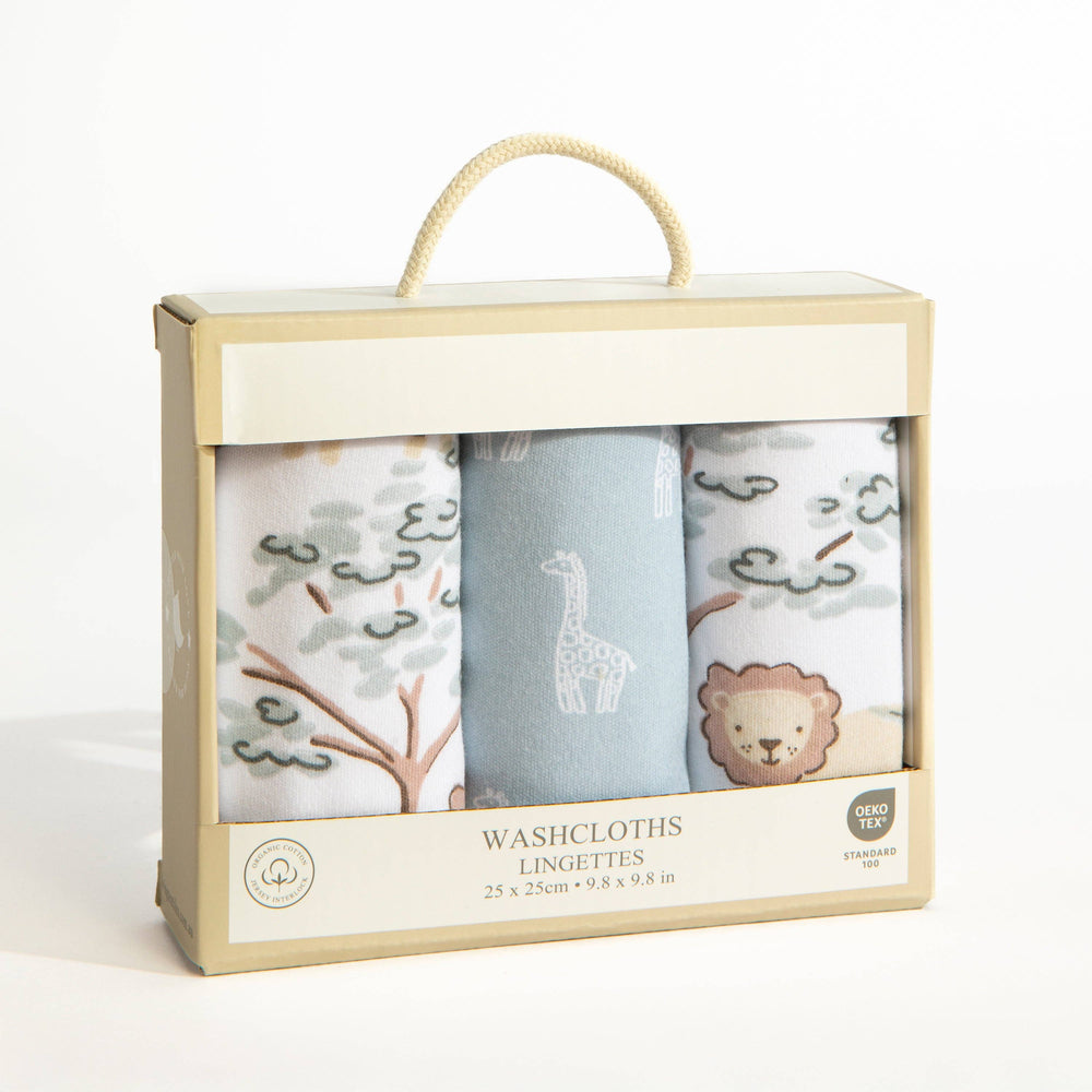 3 Pack Wash Cloths - Wild Safari