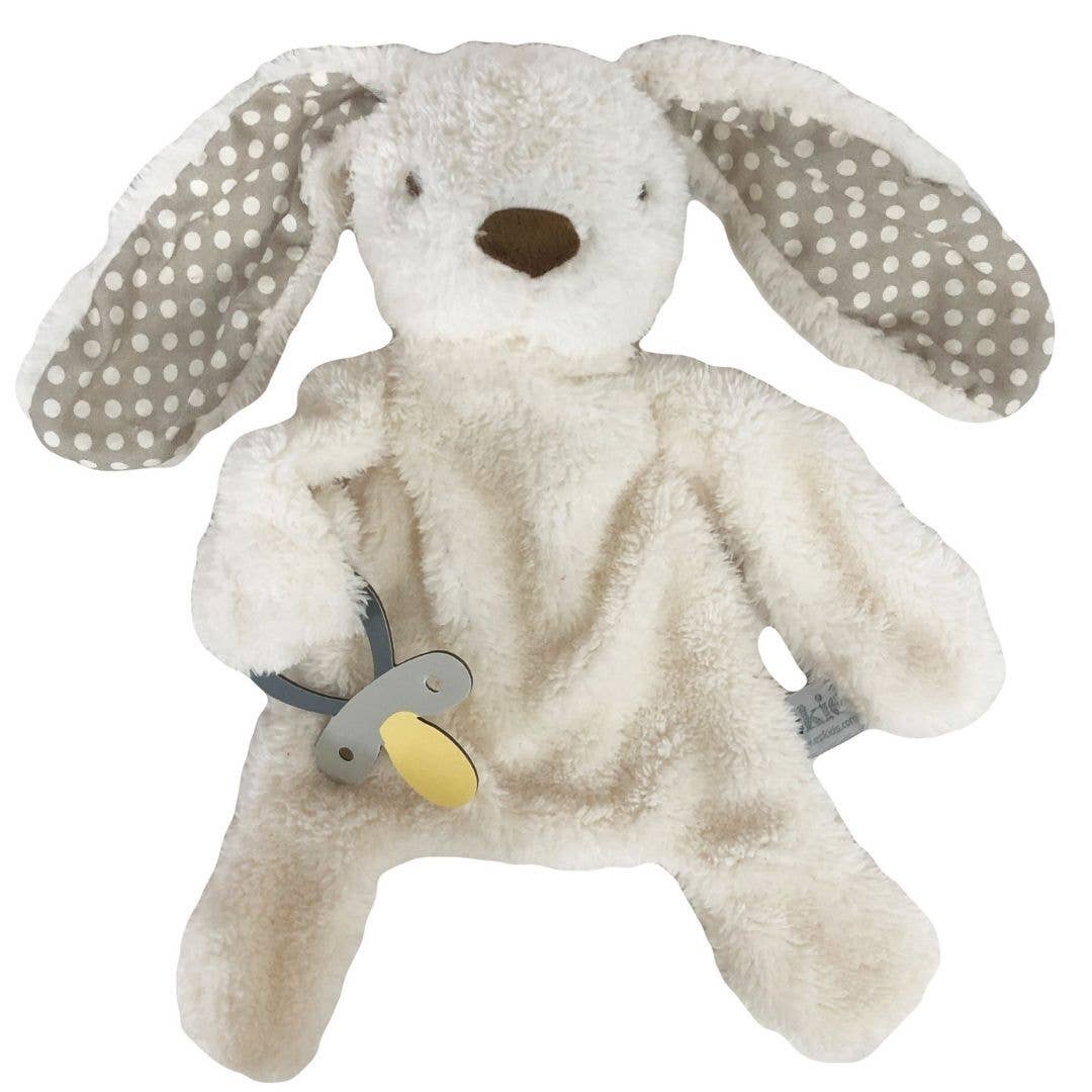 Bunny Comforter with Dummy Holder - Cream/Grey - 30cm