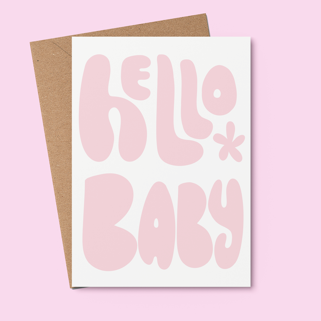 Hello Baby Pink | BABY GREETING CARD | Newborn Card