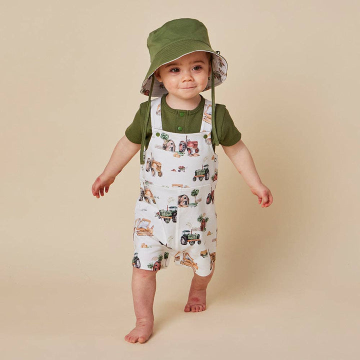 Diggers & Tractors Organic Snuggle Overall Shorts