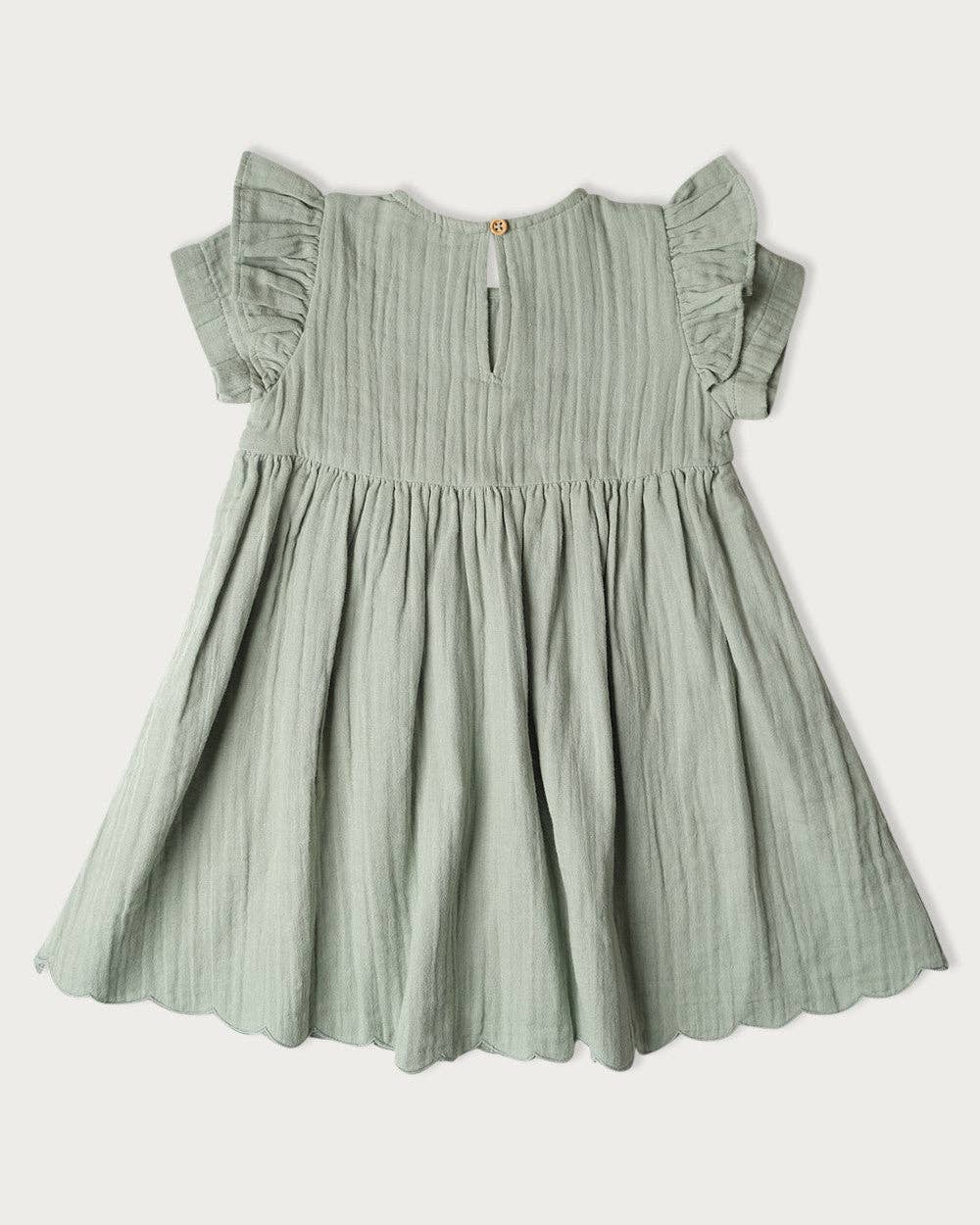 Muslin Charlotte Dress Short Sleeve - Matcha