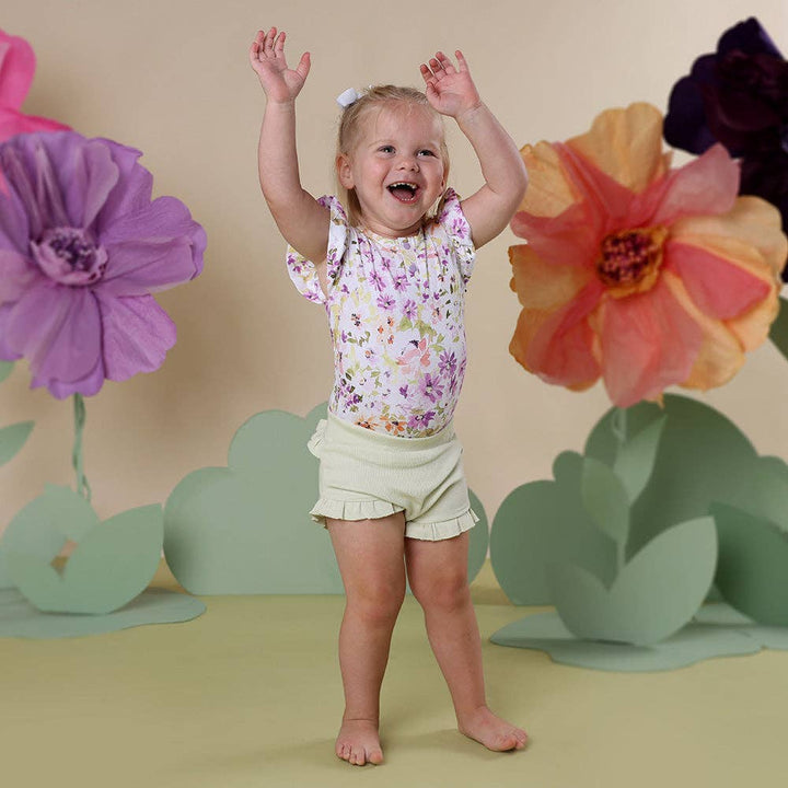 Isla Short Sleeve Organic Bodysuit with Frill