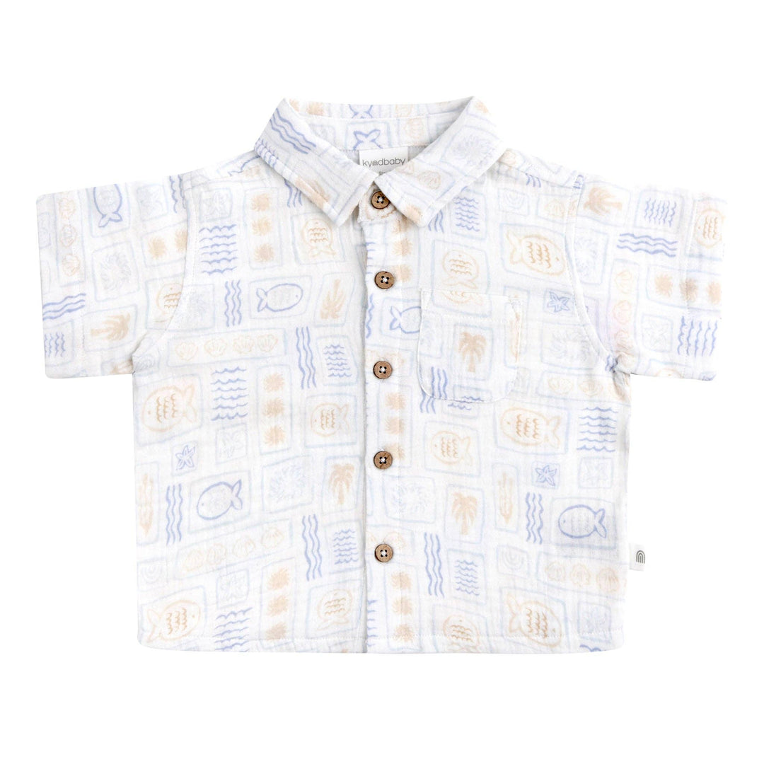 Woven Printed Short Sleeve Shirt - Salty Shores
