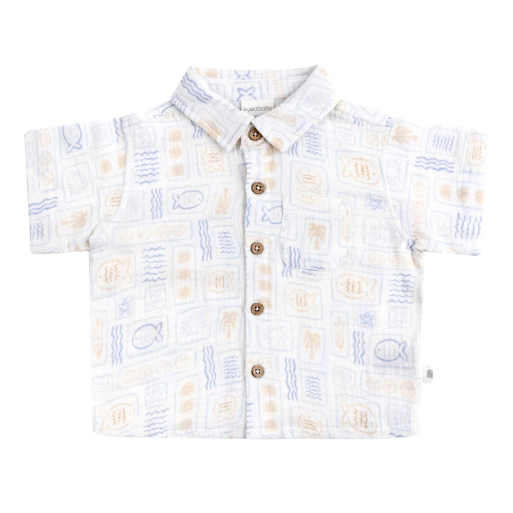 Woven Printed Short Sleeve Shirt - Salty Shores