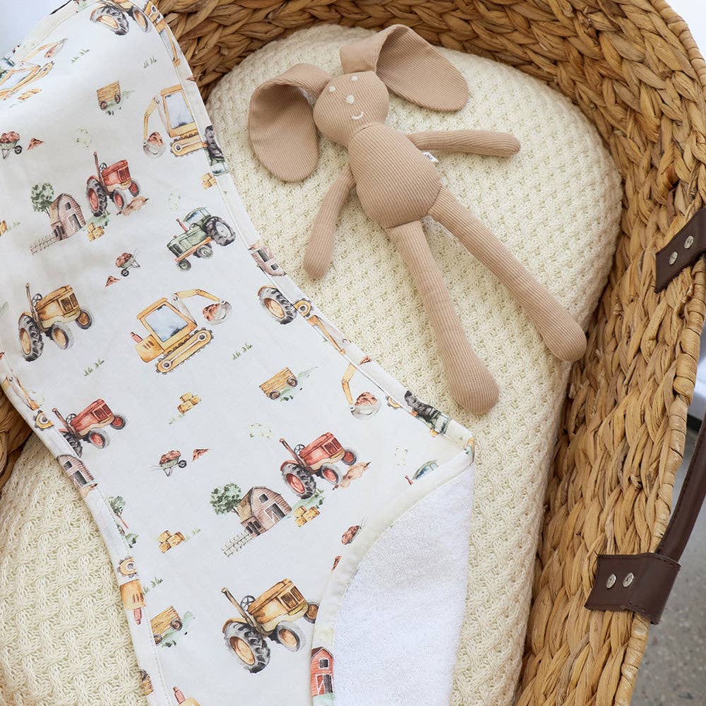 Diggers & Tractors Organic Cotton Burp Cloth