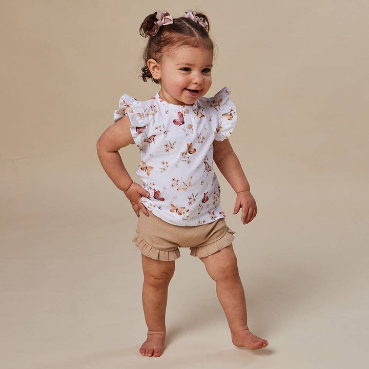 Butterfly Organic Short Sleeve Top with Frill