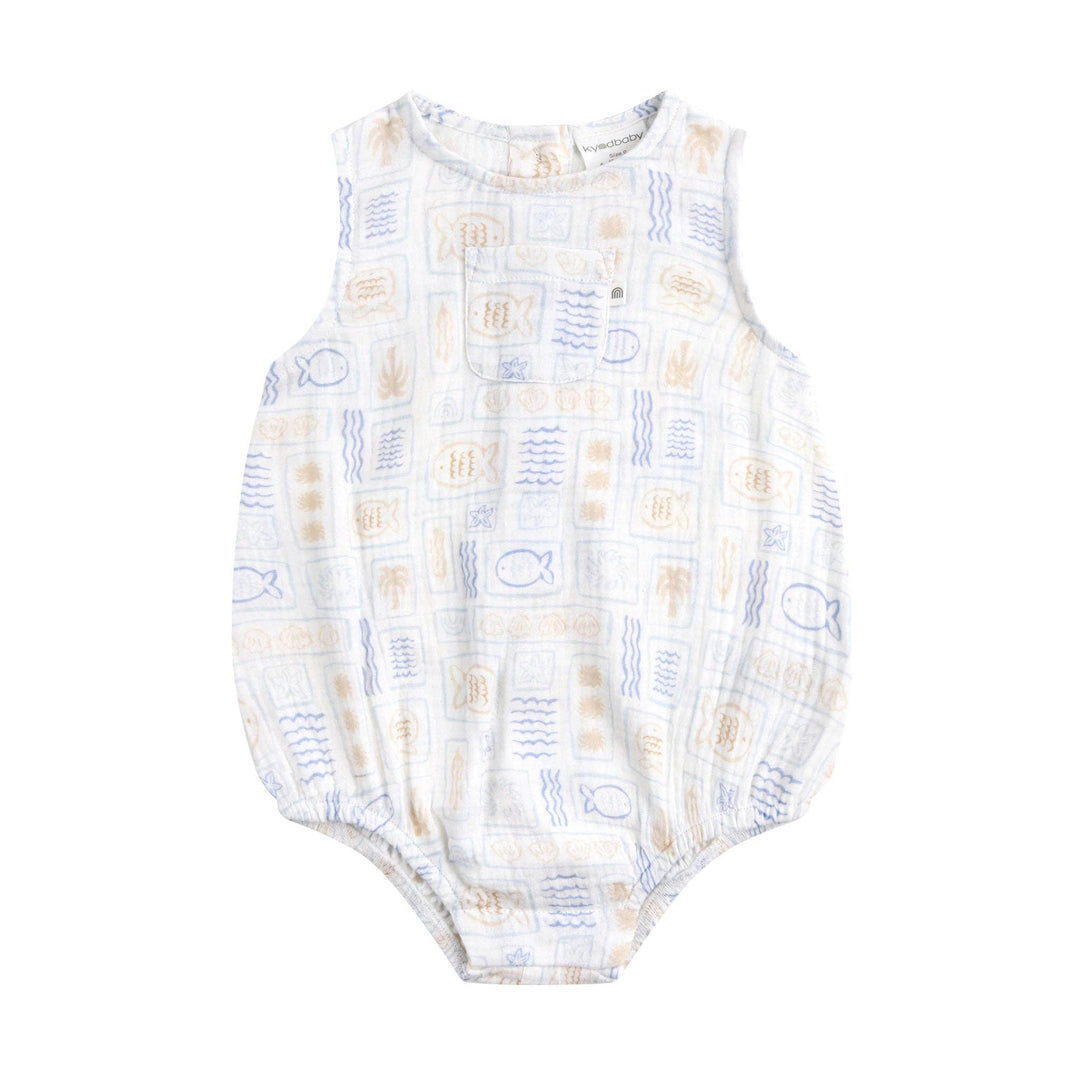 Sleeveless Woven Printed Romper - Salty Shores