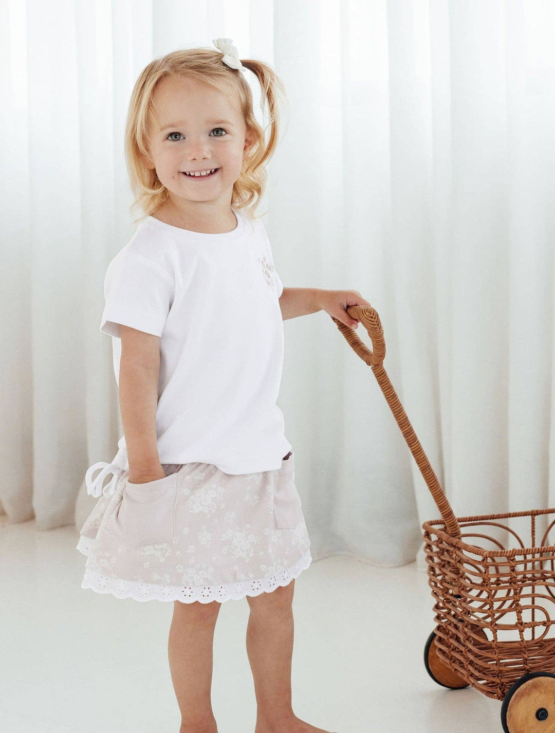 Eve Embroidered Organic Cotton Tie Side Tee