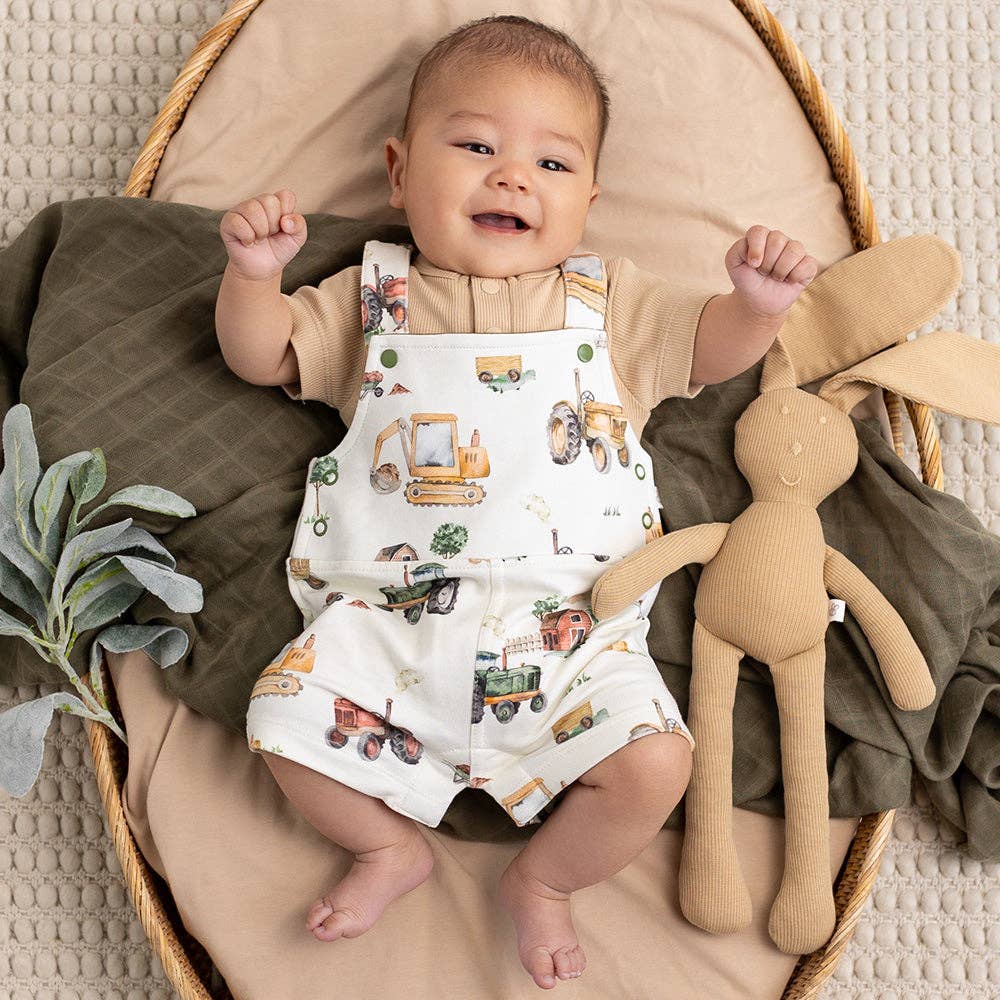 Diggers & Tractors Organic Snuggle Overall Shorts