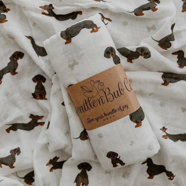 DACHSHUND | Bamboo Cotton Muslin Swaddle
