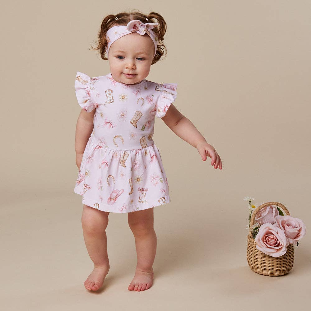 Boots & Bows Short Sleeve Organic Dress