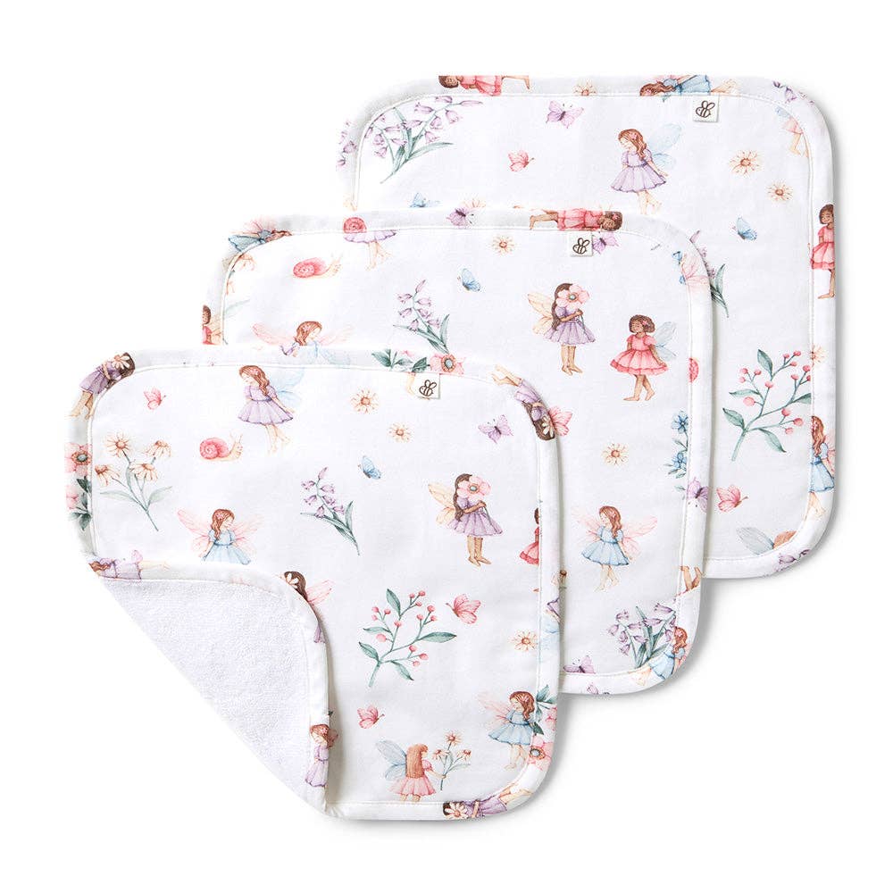 Fairy Garden Organic Wash Cloths - 3 Pack