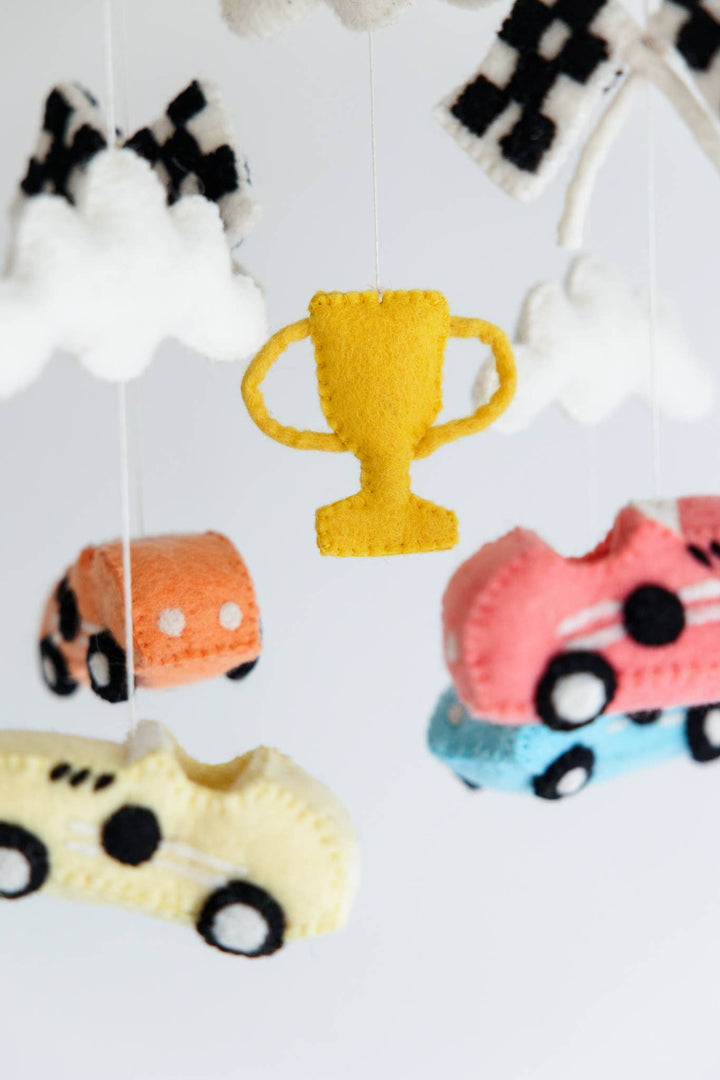 Racing Car Crib Mobile - Handmade Baby Gift