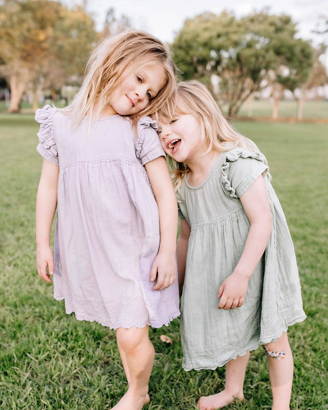 Muslin Charlotte Dress Short Sleeve - Matcha