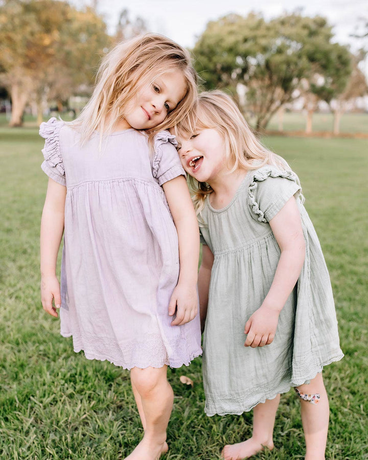 Muslin Charlotte Dress Short Sleeve - Matcha