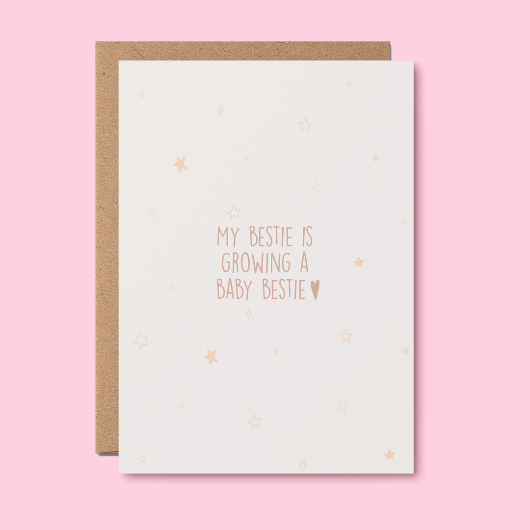 Growing baby bestie | GREETING CARD, baby shower, newborn