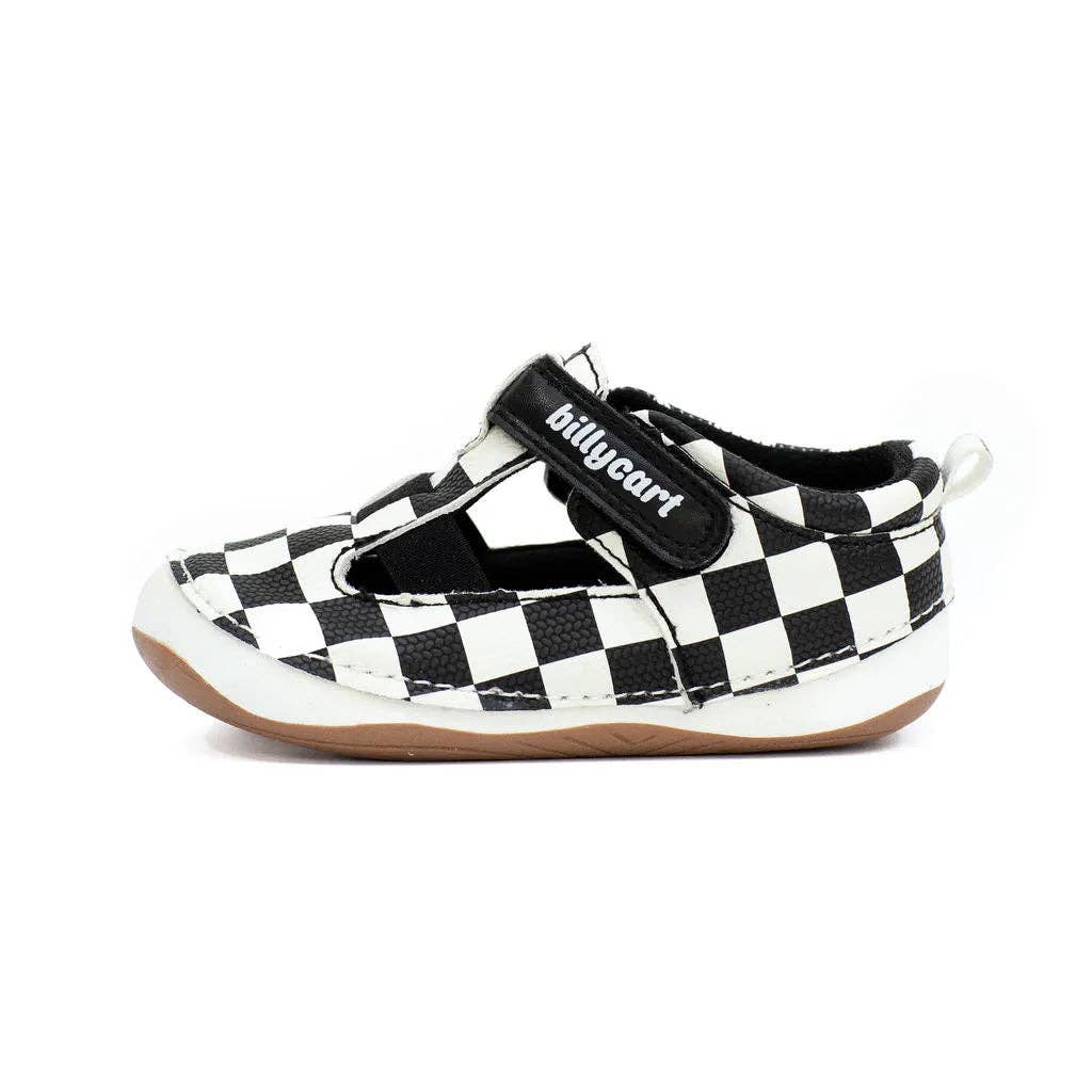 *NEW STYLE* RACER black and white checkered baby and toddler unisex sandals