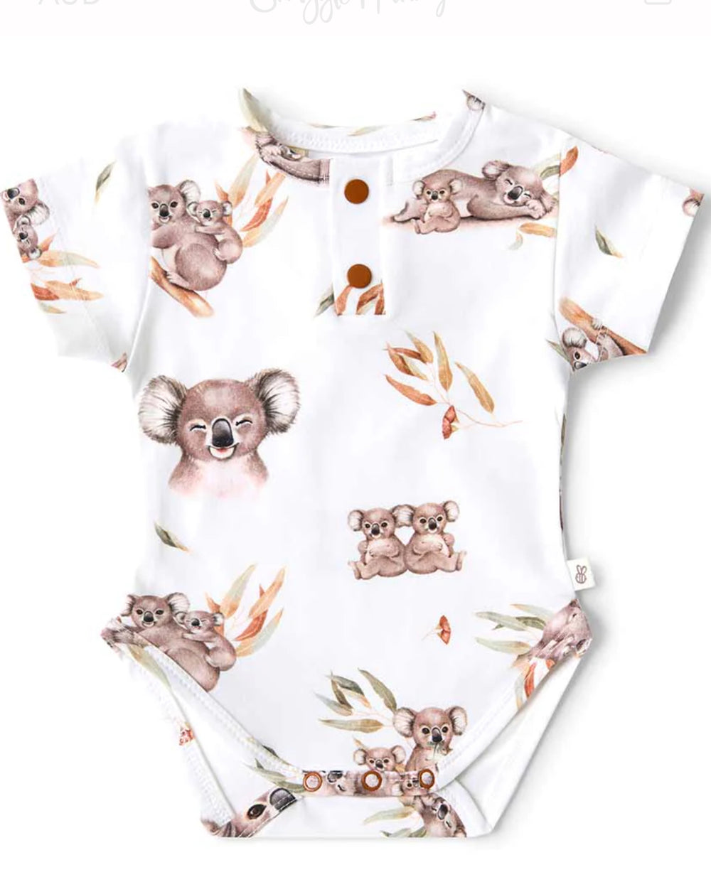 Koala Short Sleeve Organic Cotton Bodysuit