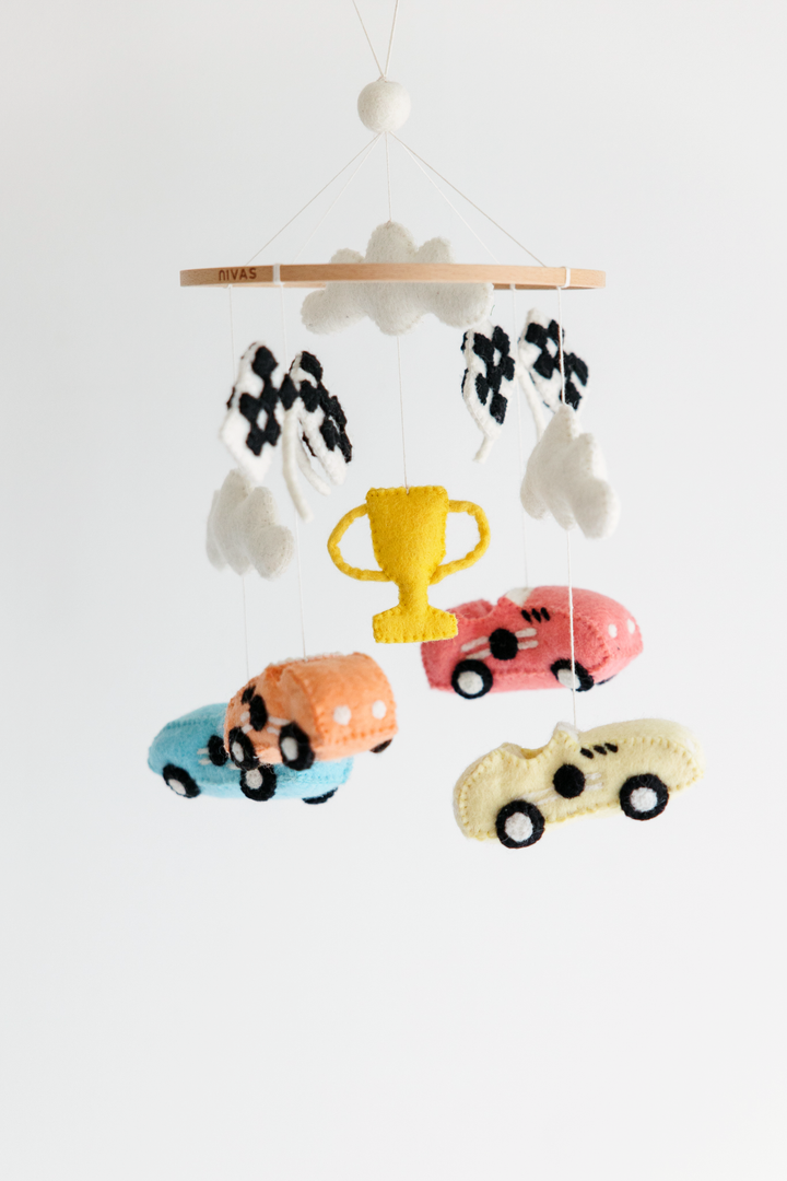 Racing Car Crib Mobile - Handmade Baby Gift