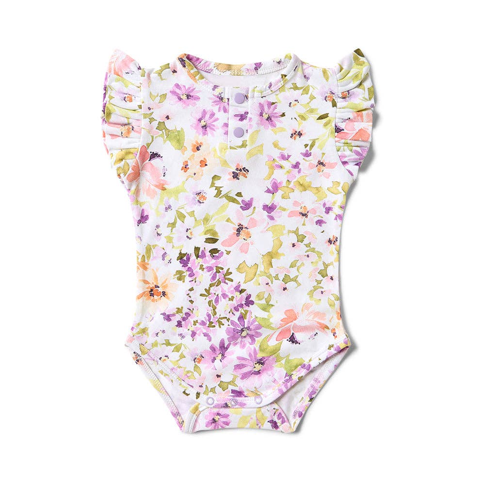 Isla Short Sleeve Organic Bodysuit with Frill