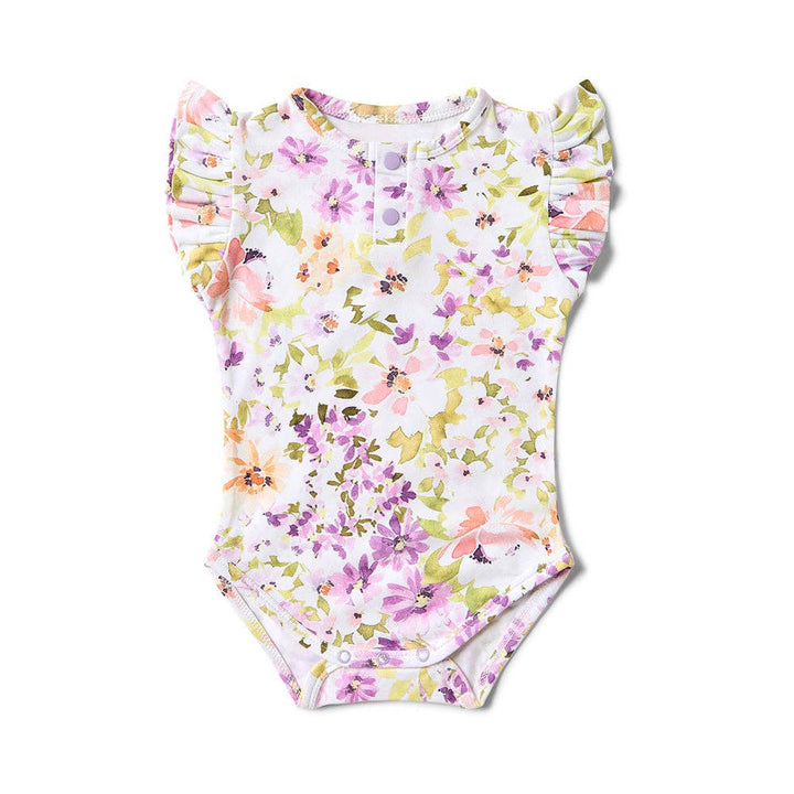 Isla Short Sleeve Organic Bodysuit with Frill