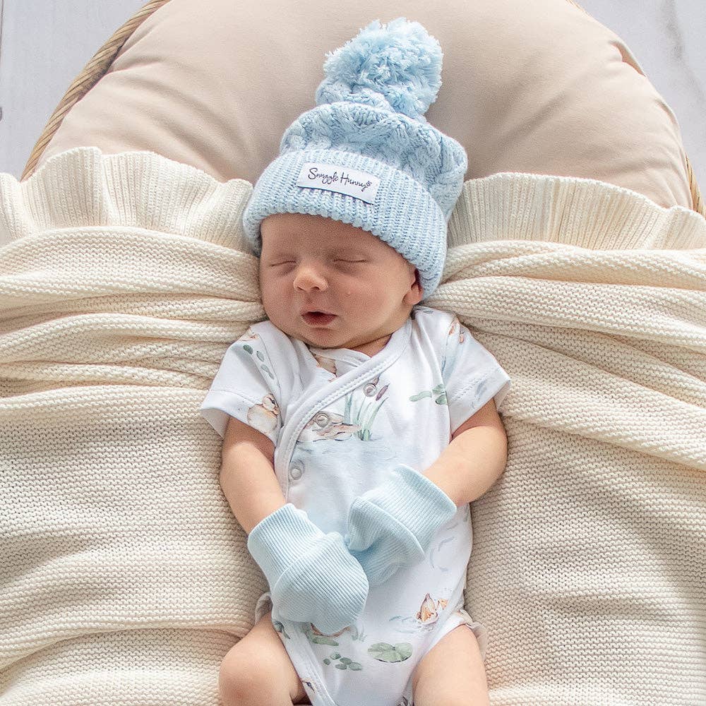 Baby Blue Organic Cotton Rib Mittens