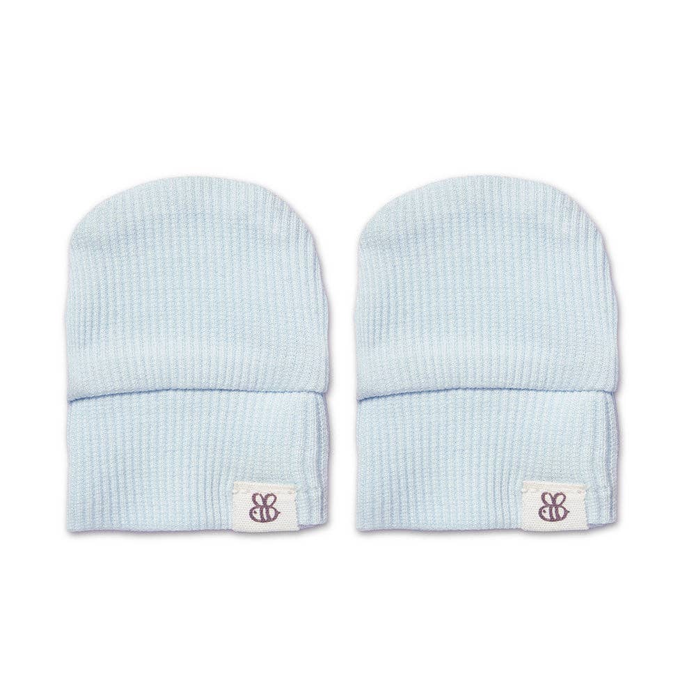 Baby Blue Organic Cotton Rib Mittens