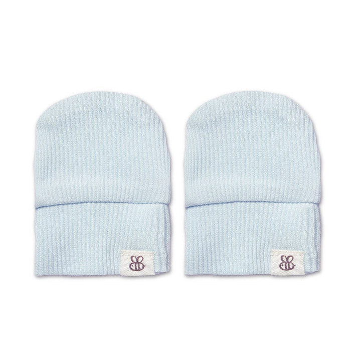 Baby Blue Organic Cotton Rib Mittens