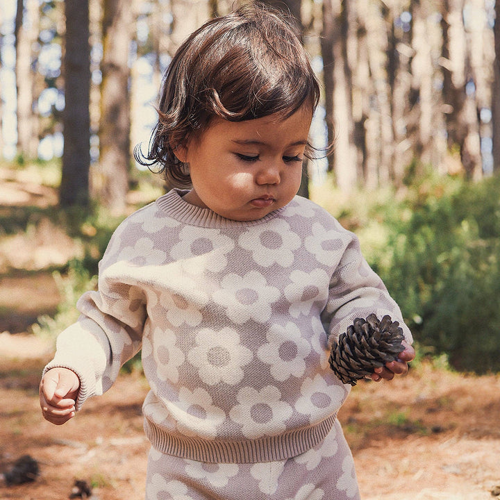 Jacquard Knit Jumper - Neutral Flower