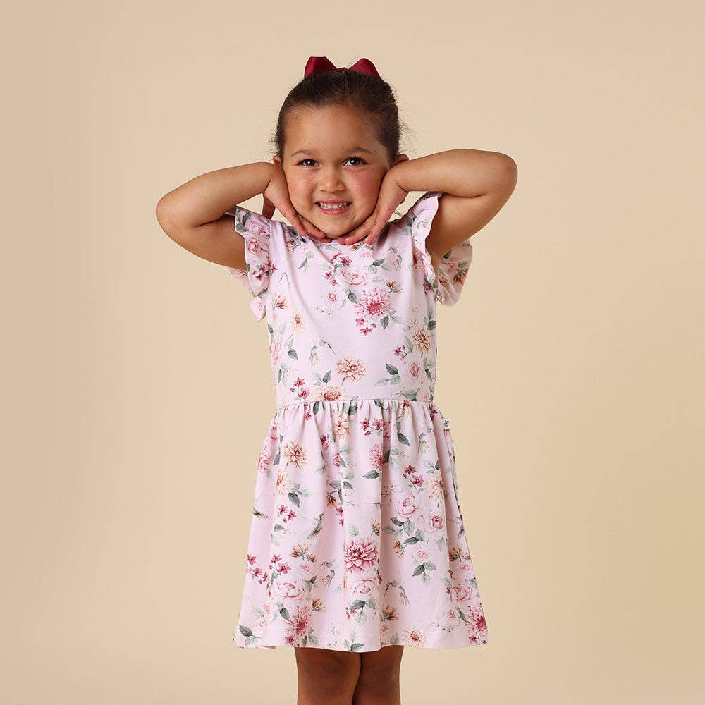 Birds & Blooms Short Sleeve Organic Dress
