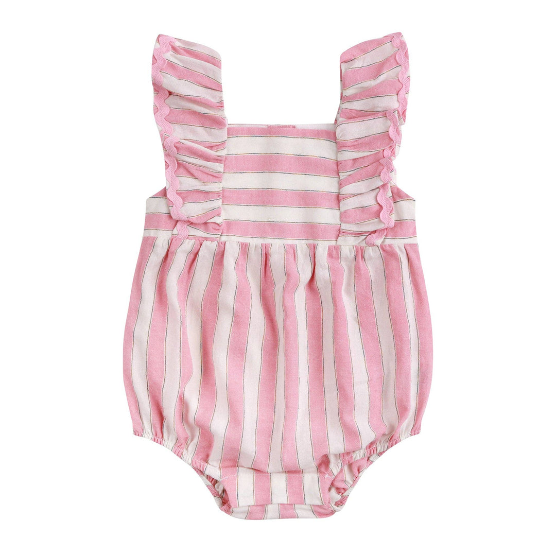 Frilled Woven Romper - Strawberry