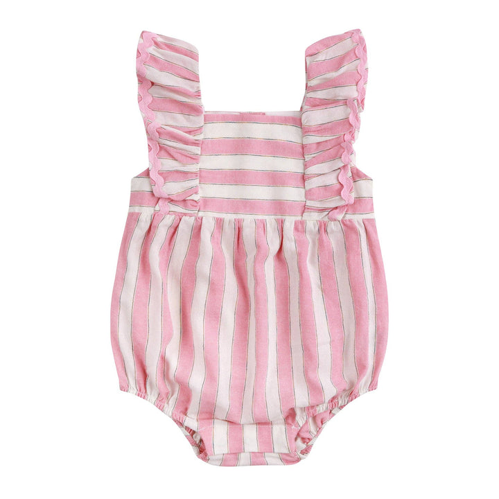 Frilled Woven Romper - Strawberry
