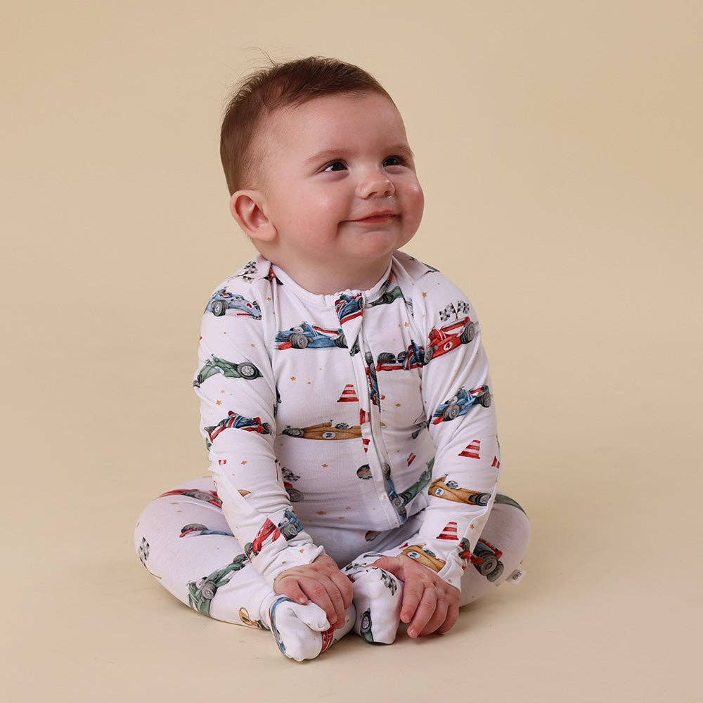 Little Racers Organic Snugglesuit Convertible Romper