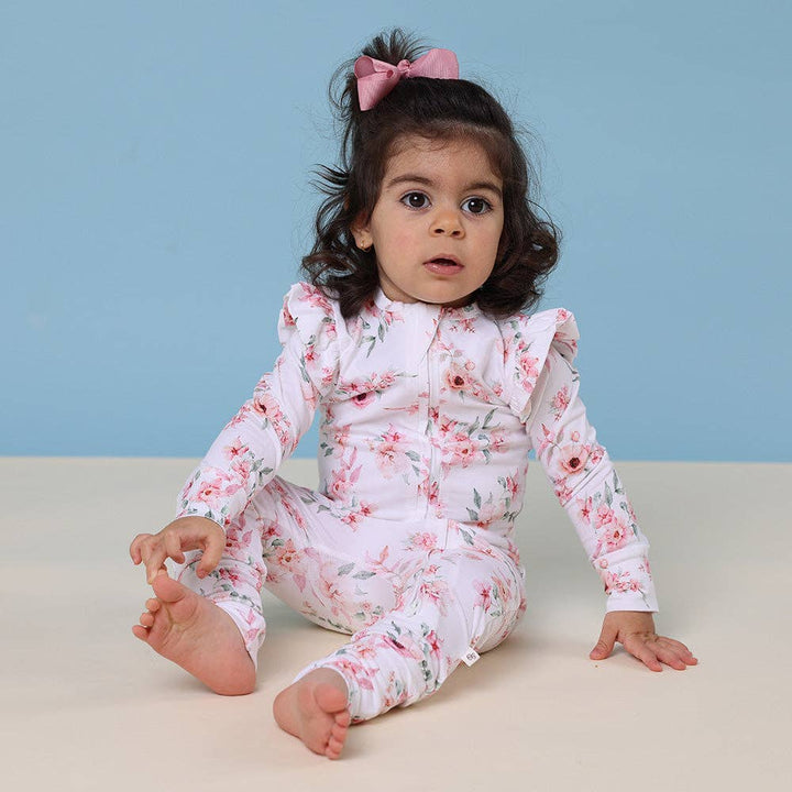 Camille Organic Snugglesuit Convertible Romper with Frill