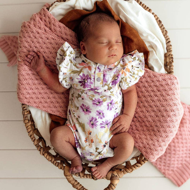 Isla Short Sleeve Organic Bodysuit with Frill