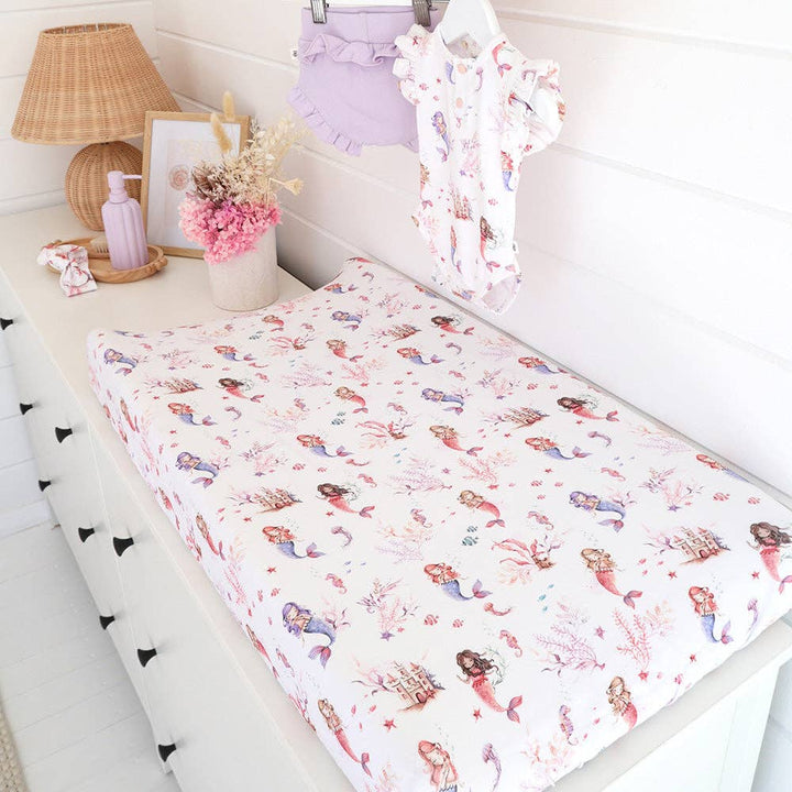 Mermaid Organic Bassinet Sheet / Change Pad Cover
