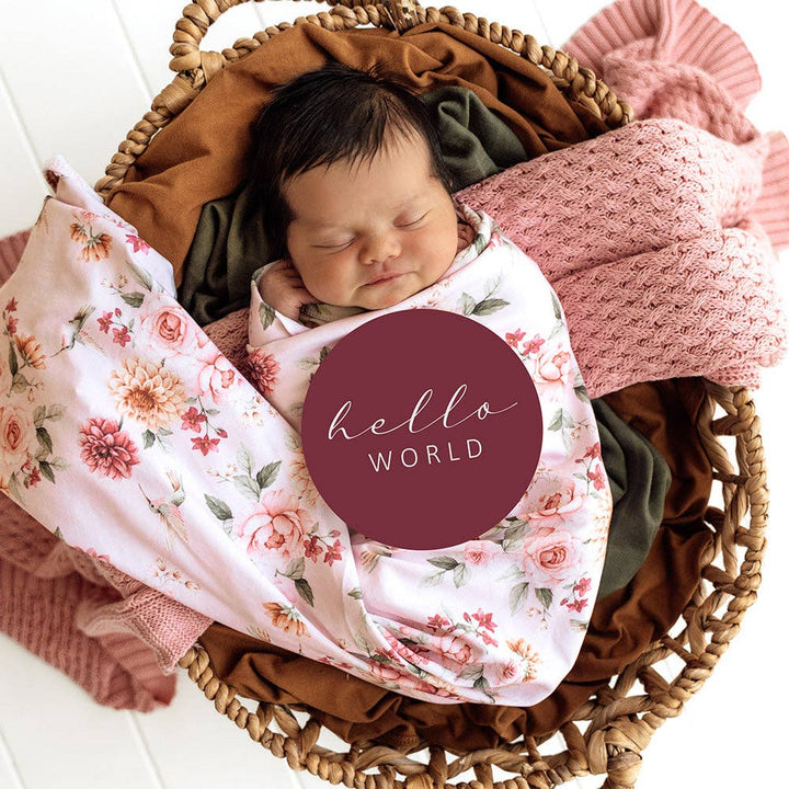 Birds & Blooms Organic Jersey Wrap & Topknot Set