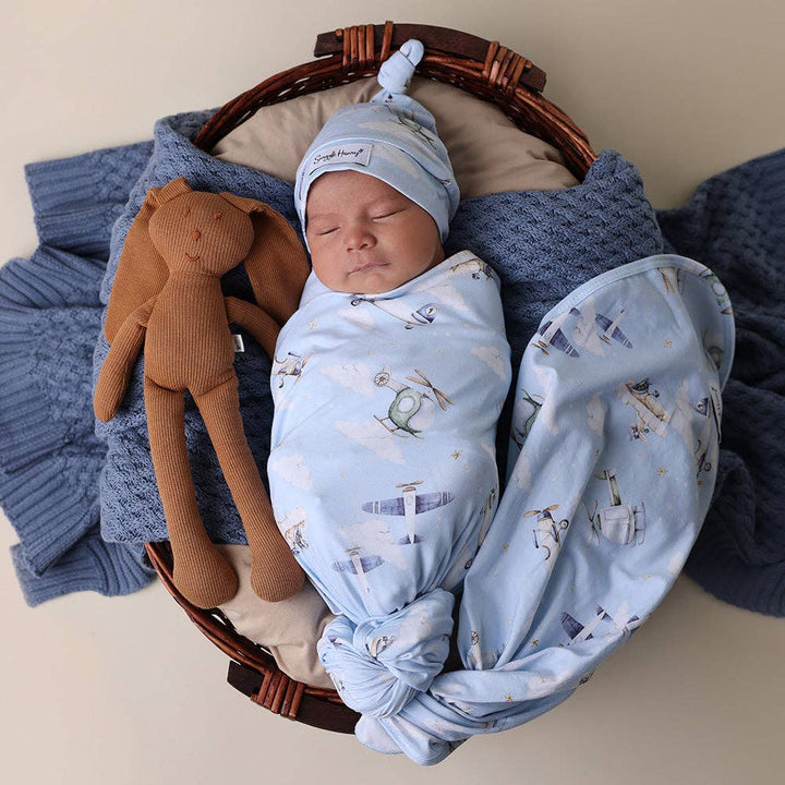 Taking Flight Organic Jersey Wrap & Beanie Set
