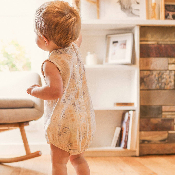 Sleeveless Woven Printed Romper - Salty Shores