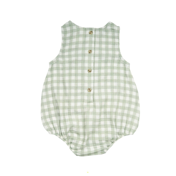 Sleeveless Romper - Sage Gingham