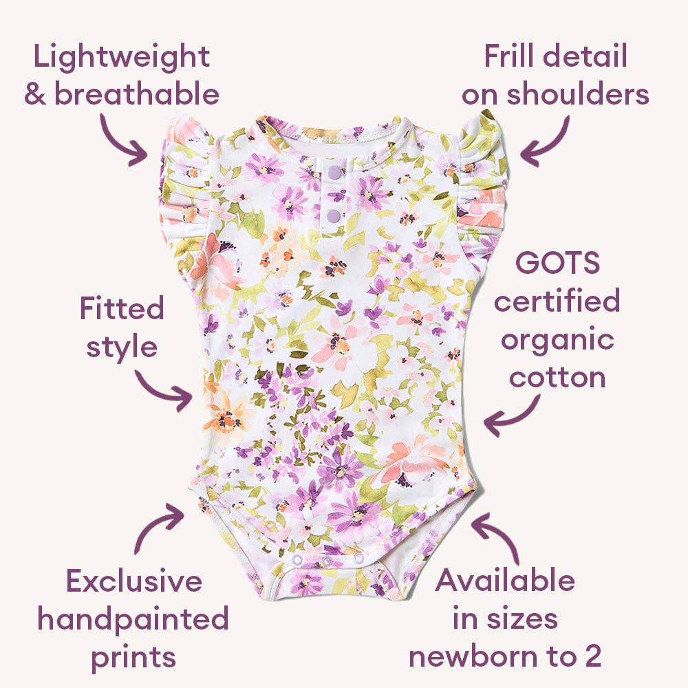 Isla Short Sleeve Organic Bodysuit with Frill