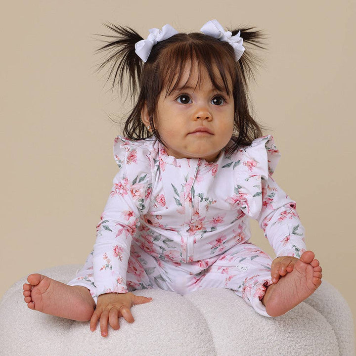 Camille Organic Snugglesuit Convertible Romper with Frill