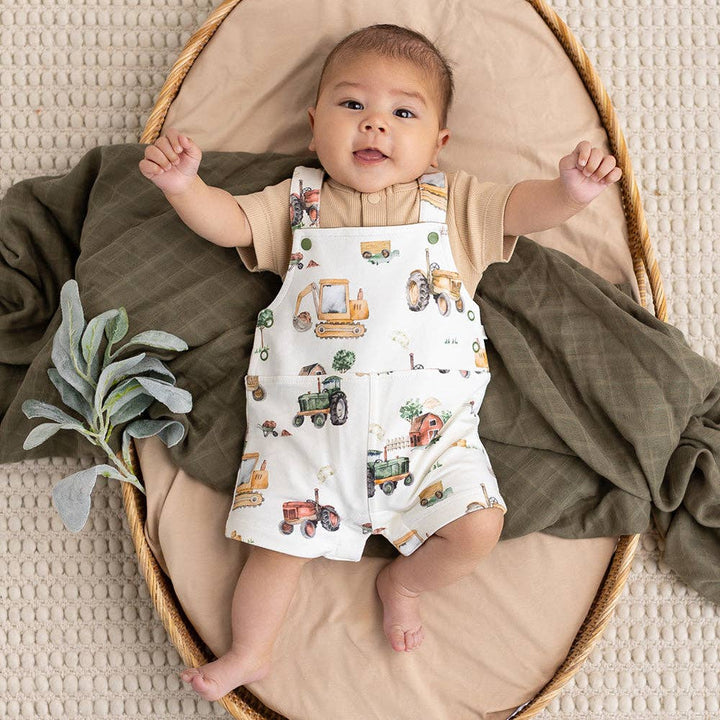 Diggers & Tractors Organic Snuggle Overall Shorts