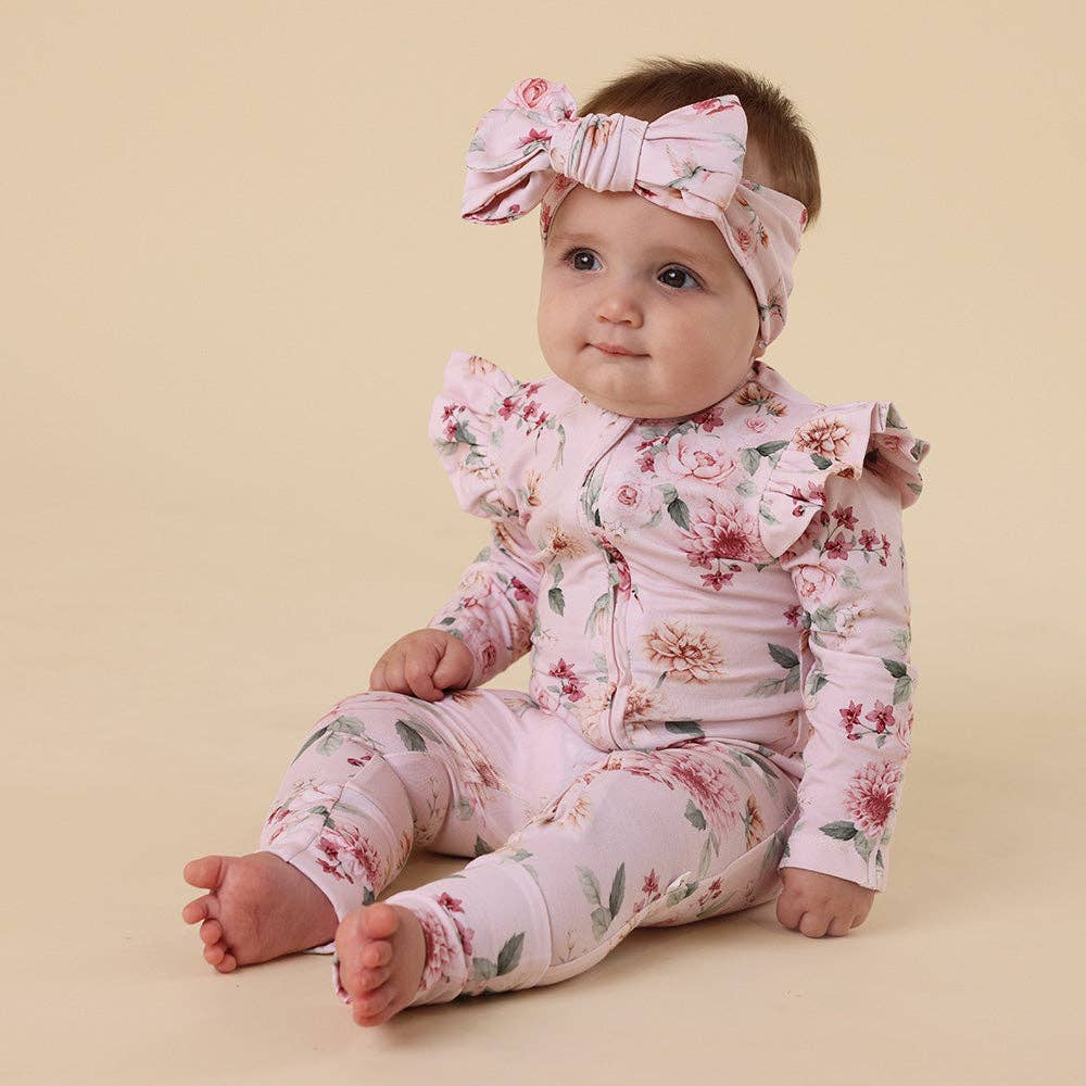 Birds & Blooms Onesie Organic Snugglesuit Convertible Romper with Frill