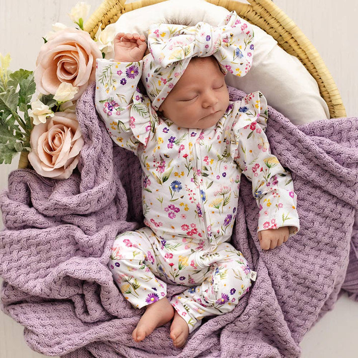 Gracie Organic Snugglesuit Convertible Romper with Frill