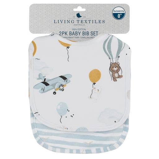 2pk Bibs Up Up Away/Stripes – Noosa BedBodyBaby