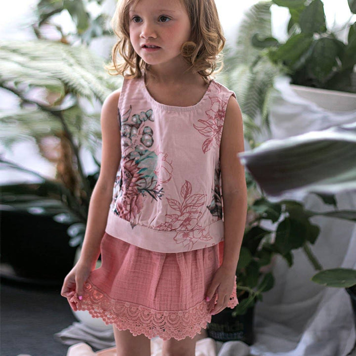 Evie Skirt - Rose Tan with Lace