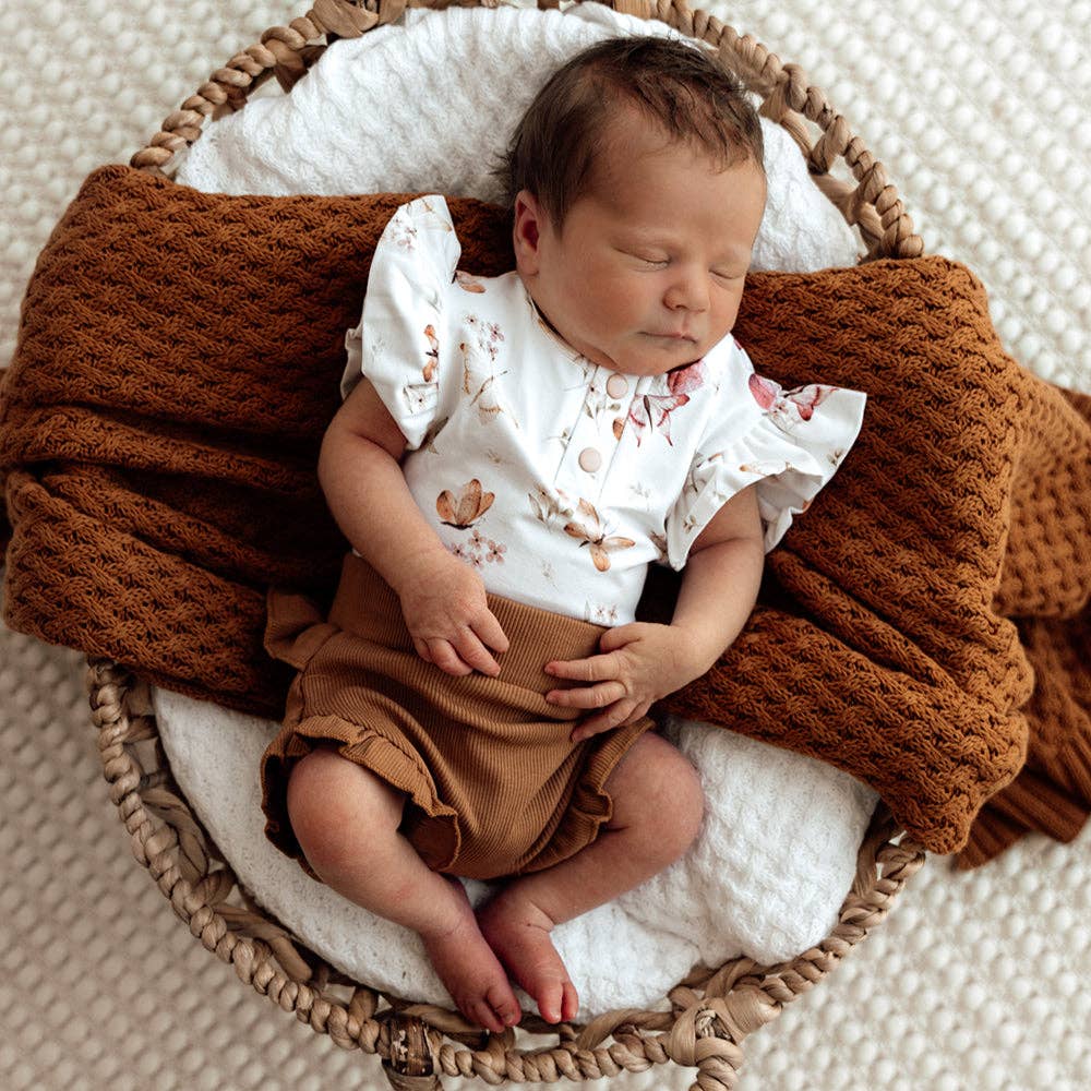 Butterfly Short Sleeve Organic Bodysuit with Frill
