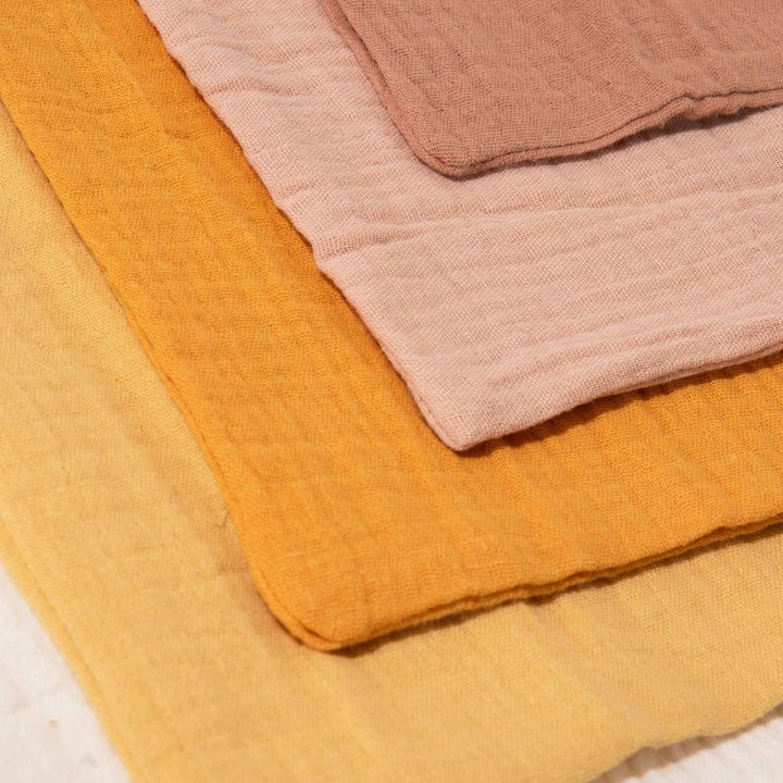 Organic Muslin Baby Wash Cloths - Golden Harvest 5 Pack