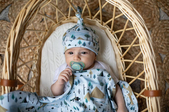 Retro Camping Organic Cotton Hat - newborn